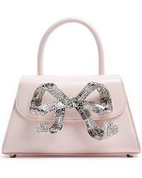 Self-Portrait - Bow Mini Glossed Leather Top Handle Bag - Lyst
