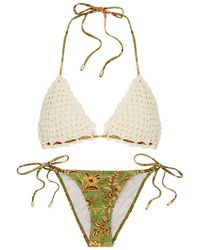 Zimmermann - Junie Floral-print And Crochet Bikini - Lyst