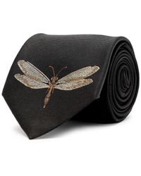 Alexander McQueen - Dragonfly Embroidered Silk Tie - Lyst