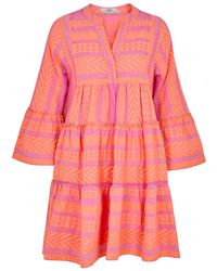 Devotion - Ella Embroidered Cotton-Blend Mini Dress - Lyst