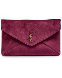 Saint Laurent - Envelope Suede Clutch - Lyst