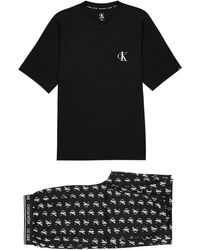 Calvin Klein Ck One Logo Stretch-cotton Pyjama Set - Black