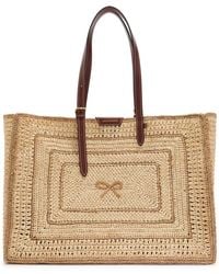Anya Hindmarch - Bow Raffia And Leather Tote Bag - Lyst