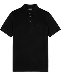 Emporio Armani - Logo-embroidered Piqué Cotton Polo Shirt - Lyst