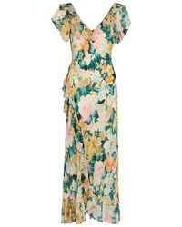 RIXO London - Meadow Floral-Print Silk Midi Dress - Lyst