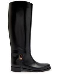 Saint Laurent - Julia Glossed Leather Knee-High Boots - Lyst