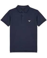 Emporio Armani - Logo-embroidered Stretch-cotton Polo Shirt - Lyst