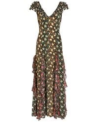 RIXO London - Ambika Floral-Print Silk-Chiffon Maxi Dress - Lyst