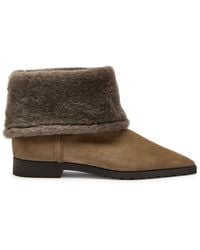 TOTEME - Shearling-Trimmed Suede Ankle Boots - Lyst