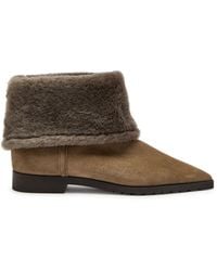 TOTEME - Shearling-Trimmed Suede Ankle Boots - Lyst