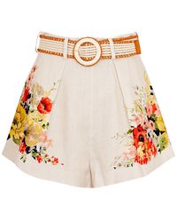 Zimmermann - Alight Tuck Floral-print Linen Shorts - Lyst