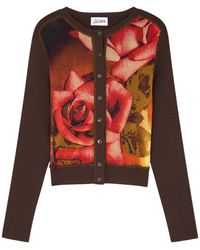 Jean Paul Gaultier - Roses Printed Tulle And Knitted Cardigan - Lyst