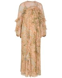 Zimmermann - Luna Flutter Paisley Ruffled Silk Midi Dress - Lyst