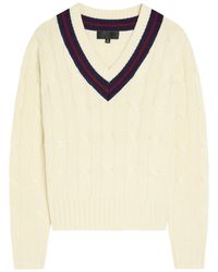 Nili Lotan - Fabiana Cable-Knit Striped Wool Jumper - Lyst