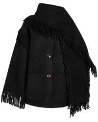 TOTEME - Fringed Scarf-Effect Wool-Blend Jacket - Lyst