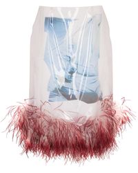 16Arlington - Vada Feather-trimmed Layered Midi Skirt - Lyst