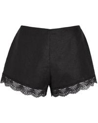 STAUD - Lace-Trim Linen Shorts - Lyst