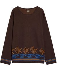 Bode - Fish School Intarsia Cotton Jumper - Lyst