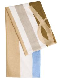 Saint Laurent - Striped Logo Cotton And Silk-Blend Scarf - Lyst