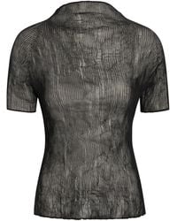 Issey Miyake - Twist Pleated Semi-Sheer Chiffon Top - Lyst