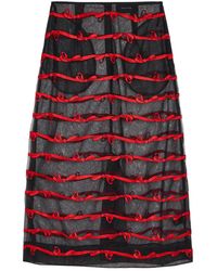 Simone Rocha - Embroidered Sheer Tulle Midi Skirt - Lyst