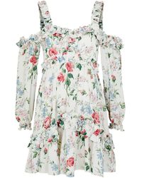 Needle & Thread - Floral Fantasy Printed Crepe Mini Dress - Lyst