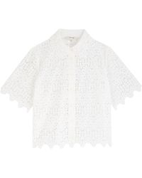 FRAME - The Deco Eyelet-Embroidered Cotton Blouse - Lyst