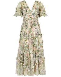 Needle & Thread - Rose Powder Floral-print Ruffled Tulle Midi Dress - Lyst