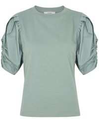 FRAME - Puff-Sleeve Cotton T-Shirt - Lyst