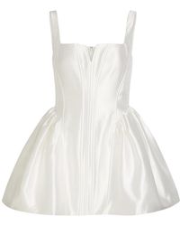 Self-Portrait - Square-Neck Satin-Twill Mini Dress - Lyst