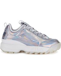 fila disruptor ii iridescent silver & white shoes