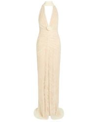 De La Vali - Amora Scarf-Effect Lace Gown - Lyst