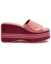 Chloé - Swimming Cool 90 Striped Patent Leather Wedge Mules - Lyst