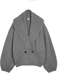 TOTEME - Shawl Lapel Ribbed Wool-Blend Cardigan - Lyst