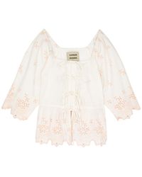Damson Madder - Lana Broderie Anglaise Cotton Blouse - Lyst