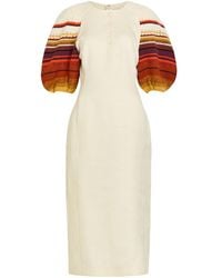 Gabriela Hearst - Nomo Striped-Knit Linen Midi Dress - Lyst