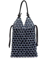 STAUD - Karla Leather And Crystal-Bead Top Handle Bag - Lyst