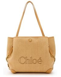 Chloé - Clover Logo-Embroidered Raffia Tote Bag - Lyst