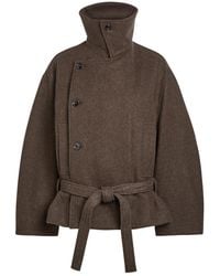 Lemaire - Double-Breasted Belted Wool-Blend Wrap Coat - Lyst