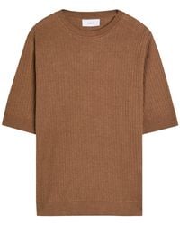 Lardini - Ribbed Fine-Knit Flax And Cotton-Blend T-Shirt - Lyst