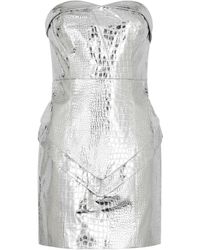 ROTATE BIRGER CHRISTENSEN - Crocodile-effect Metallic Faux Leather Mini Dress - Lyst