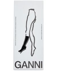 Ganni - Butterfly Logo-jacquard Knee-high Socks - Lyst