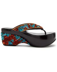 Dries Van Noten - 50 Sequin-Embellished Leather Thong Sandals - Lyst