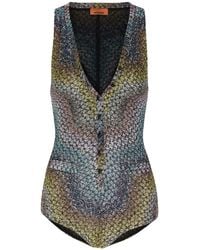 Missoni - Zigzag Metallic-Knit Swimsuit - Lyst