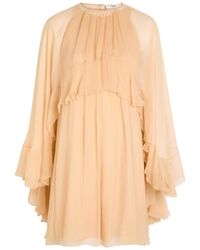 Chloé - Ruffled Cape-Effect Silk Mini Dress - Lyst