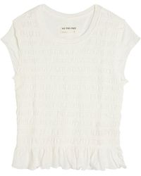Free People - Sylvie Shirred Cotton-Blend T-Shirt - Lyst