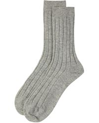 Johnstons of Elgin Silver Mens Cashmere Socks - Metallic