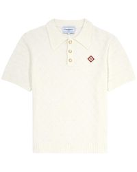 Casablancabrand - Bouclé-knit Cotton-blend Polo Shirt - Lyst