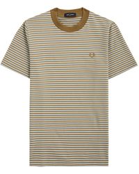 Fred Perry - Striped Logo-Embroidered Cotton T-Shirt - Lyst