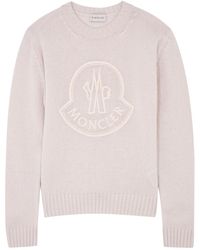 Moncler - Logo-embroidered Wool-blend Jumper - Lyst